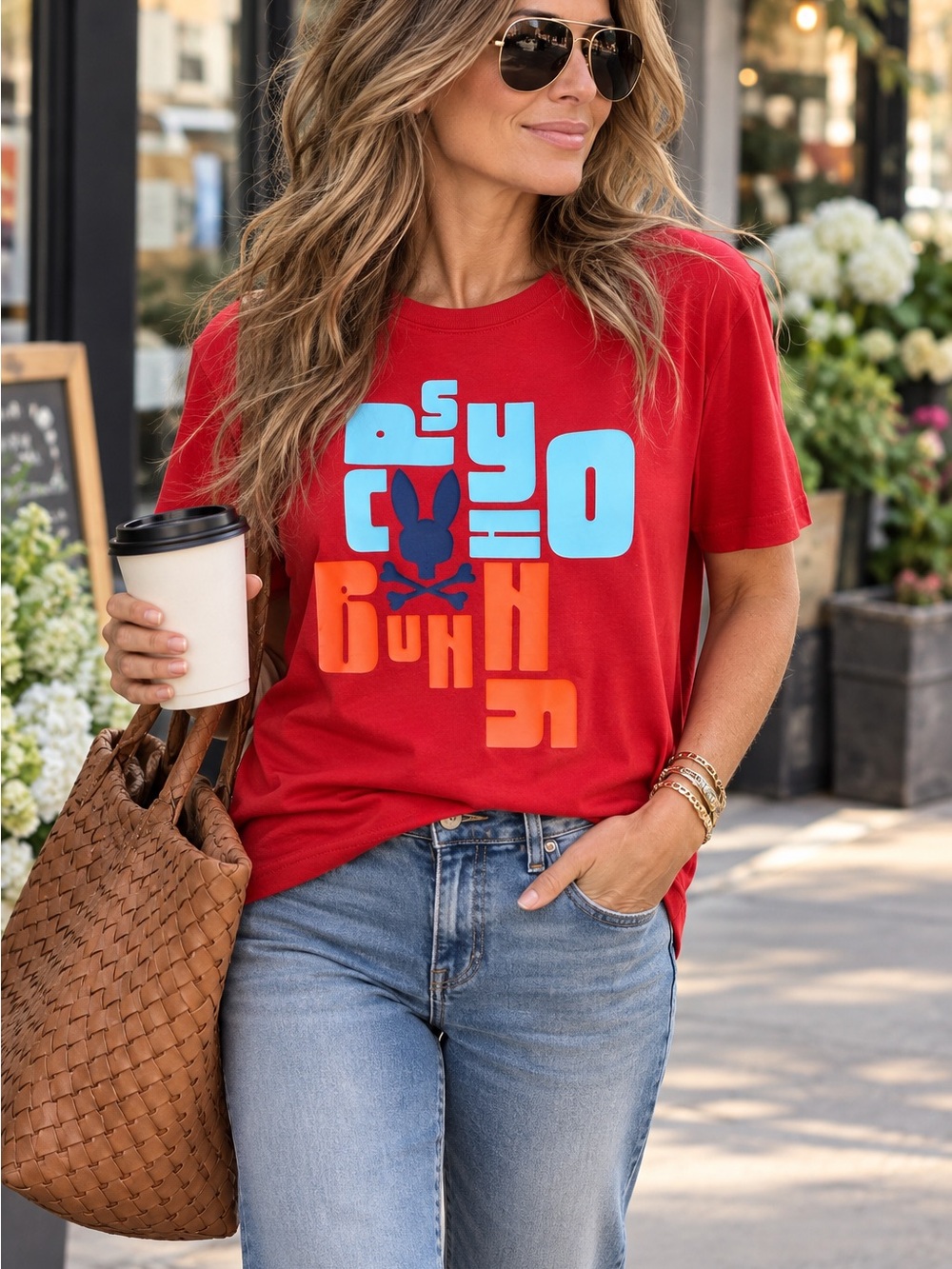 Psycho Bunny Pima Cotton Graphic T-Shirt Red Size M
